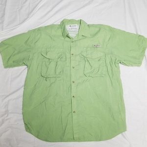 Columbia PFG Green Short Sleeve Shirt Size Large